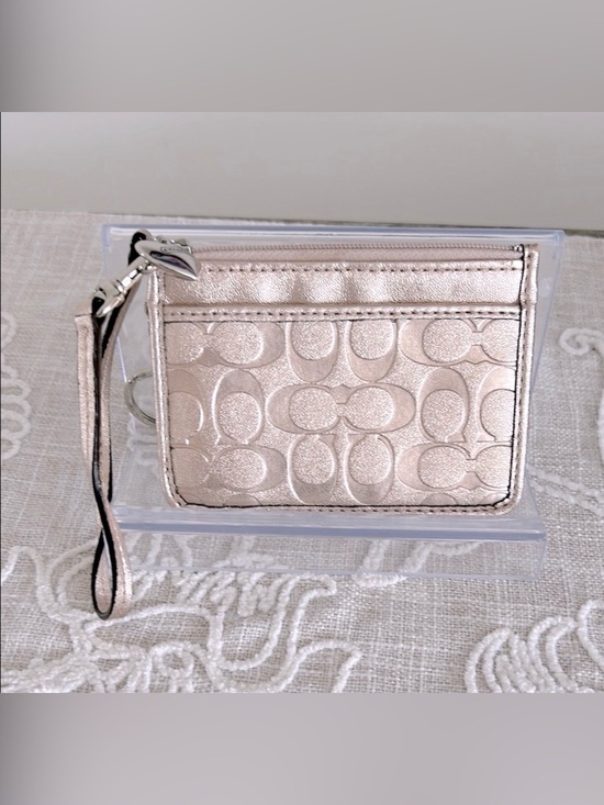 Coach Handbags - Coach Metallic Embossed Card/ Key Holder Wristlet